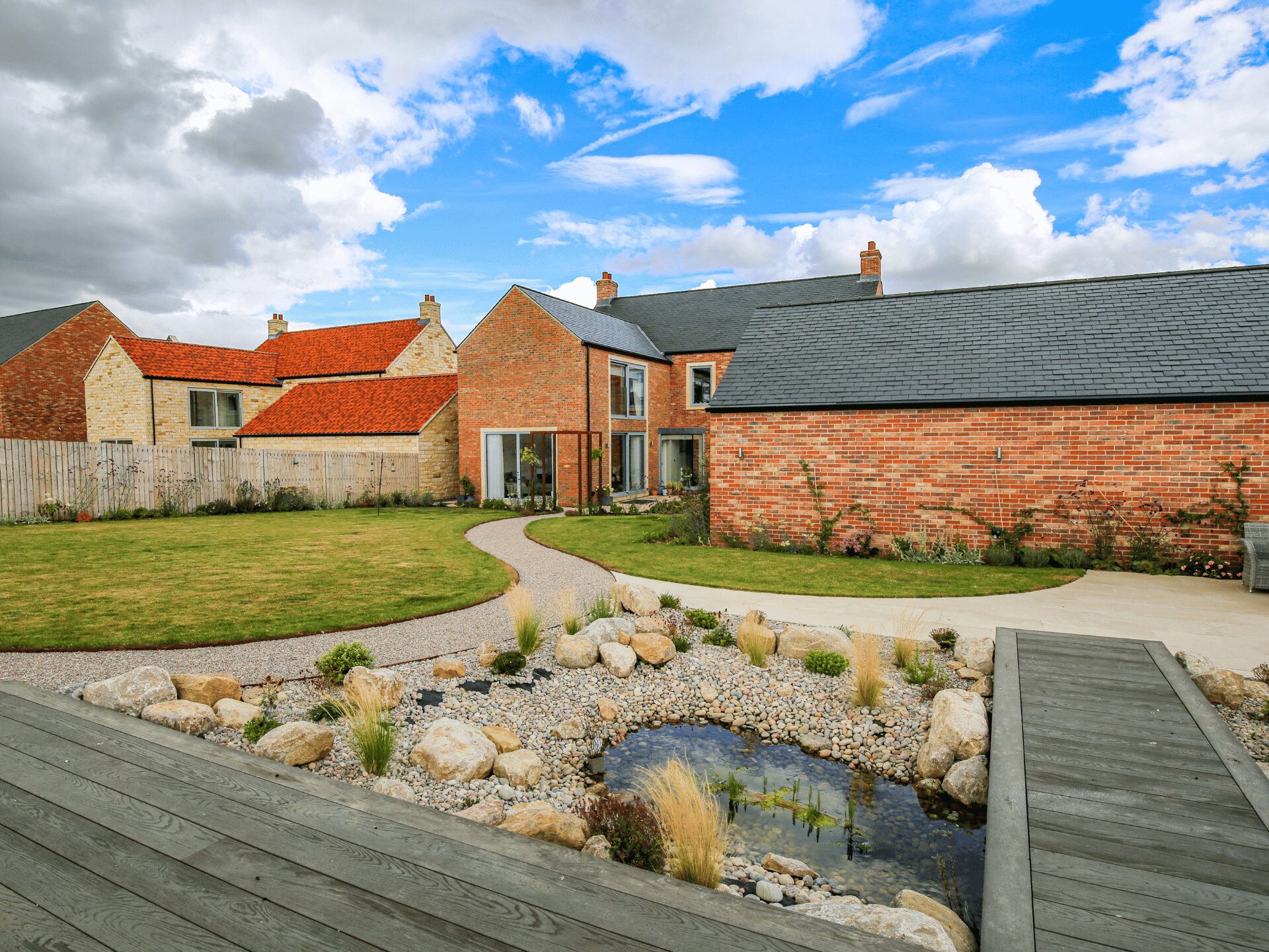 contemporary courtyard middleton st george sam nattress Pond Boardwalk Garden Middleton Tyas Sam Nattress